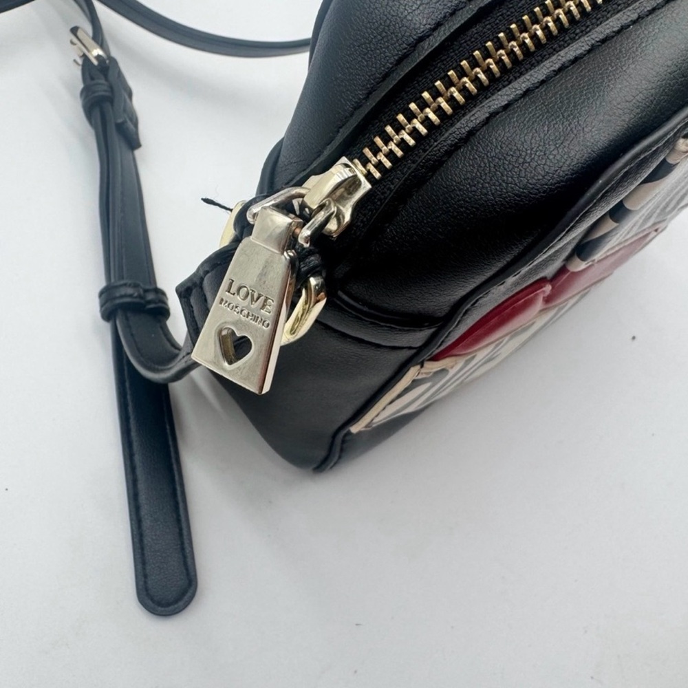 Love Moschino Black Crossbody with Red Heart and White Logo Straps - Picture 4 of 9